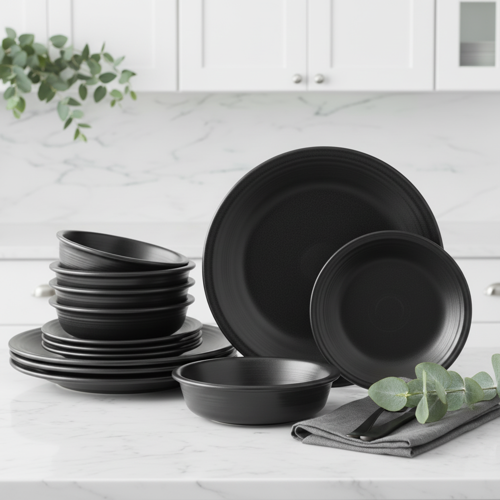 Classic Rim 12-Piece Dinnerware Set, Service for 4, Foundry