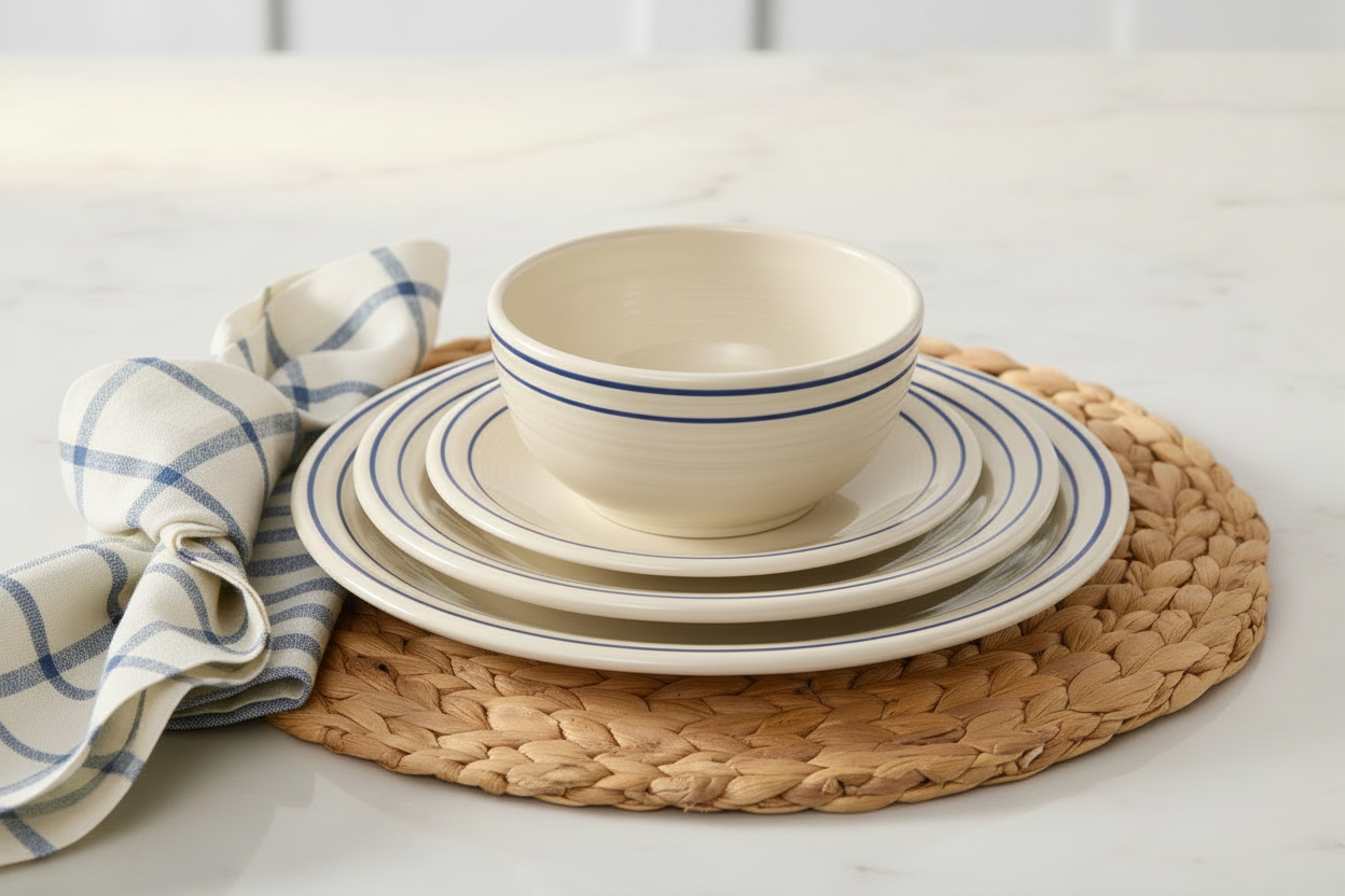 Americana Lapis Bands Set of 4 Bistro Coupe 5 1/2 Inch Cereal Bowl 22 oz