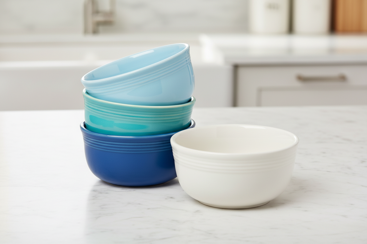 Mixed Coastal Blues All-Purpose 6-Inch 28OZ Gusto Bowls, Set of 4