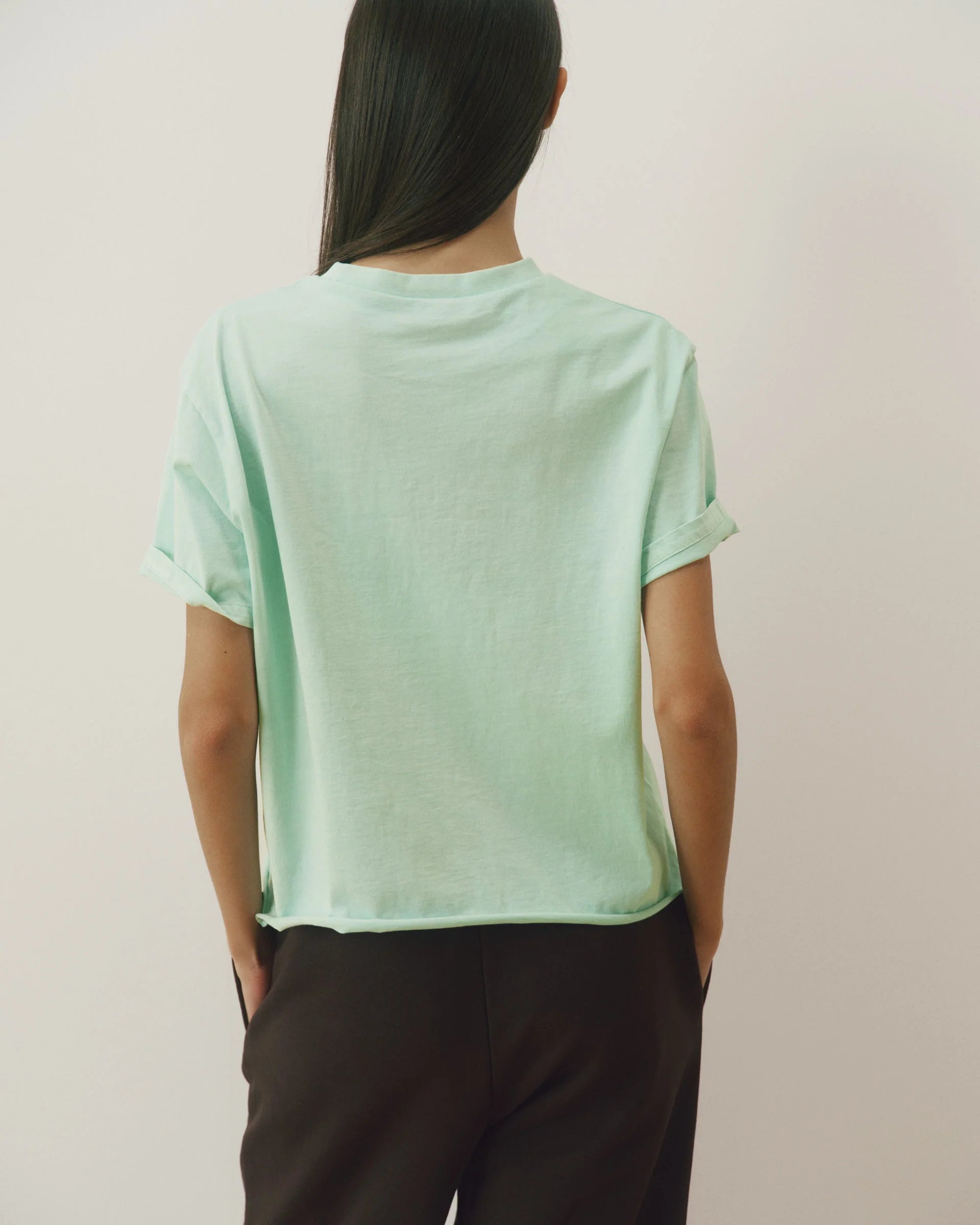 Varsity Mid-Weight Raw Hem T-shirt - Mint Green