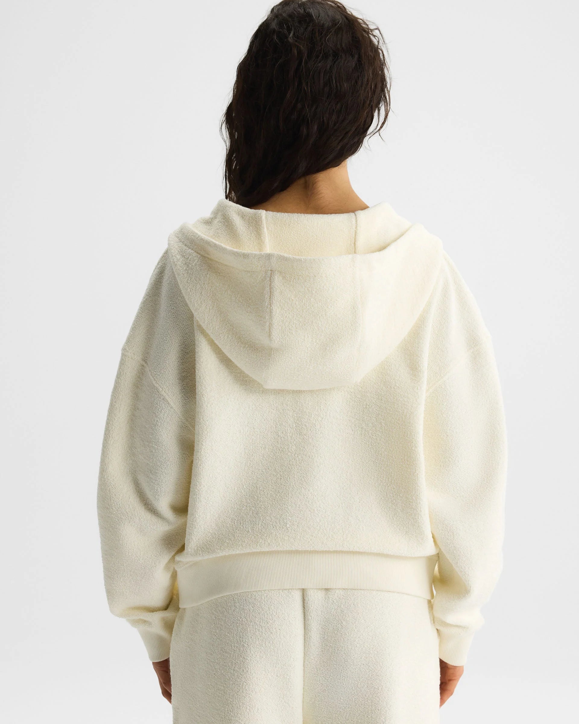 AS Reverse Loopback Zip Through Hoodie - Marshmallow White