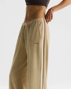 Terry Towelling Straight Leg Trousers - Caramel Beige