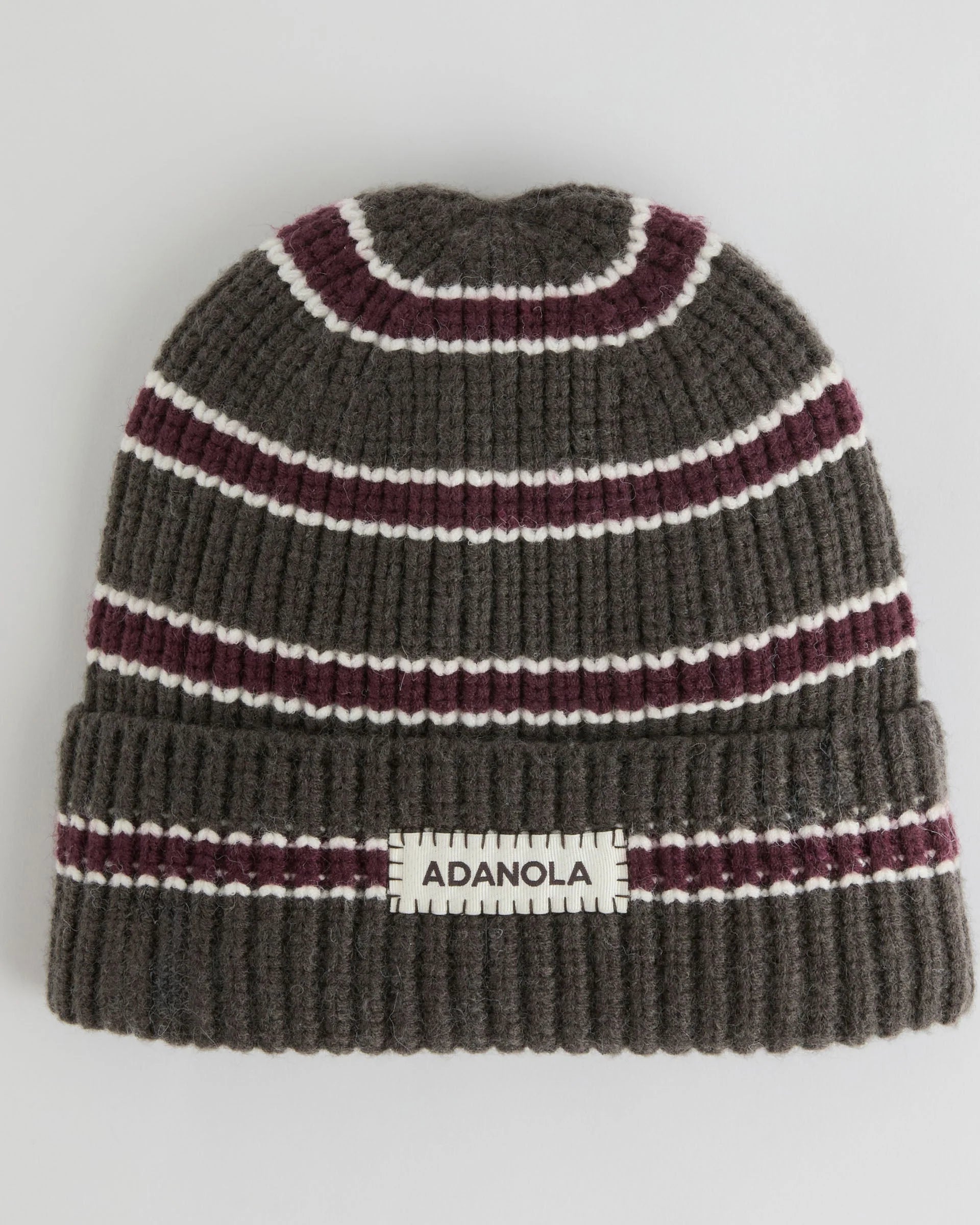 Stripe Beanie - Coffee Bean/Marshmallow White