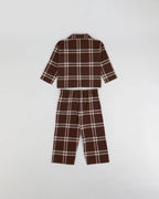 Mini Brushed Checked Pyjamas - Chocolate Brown