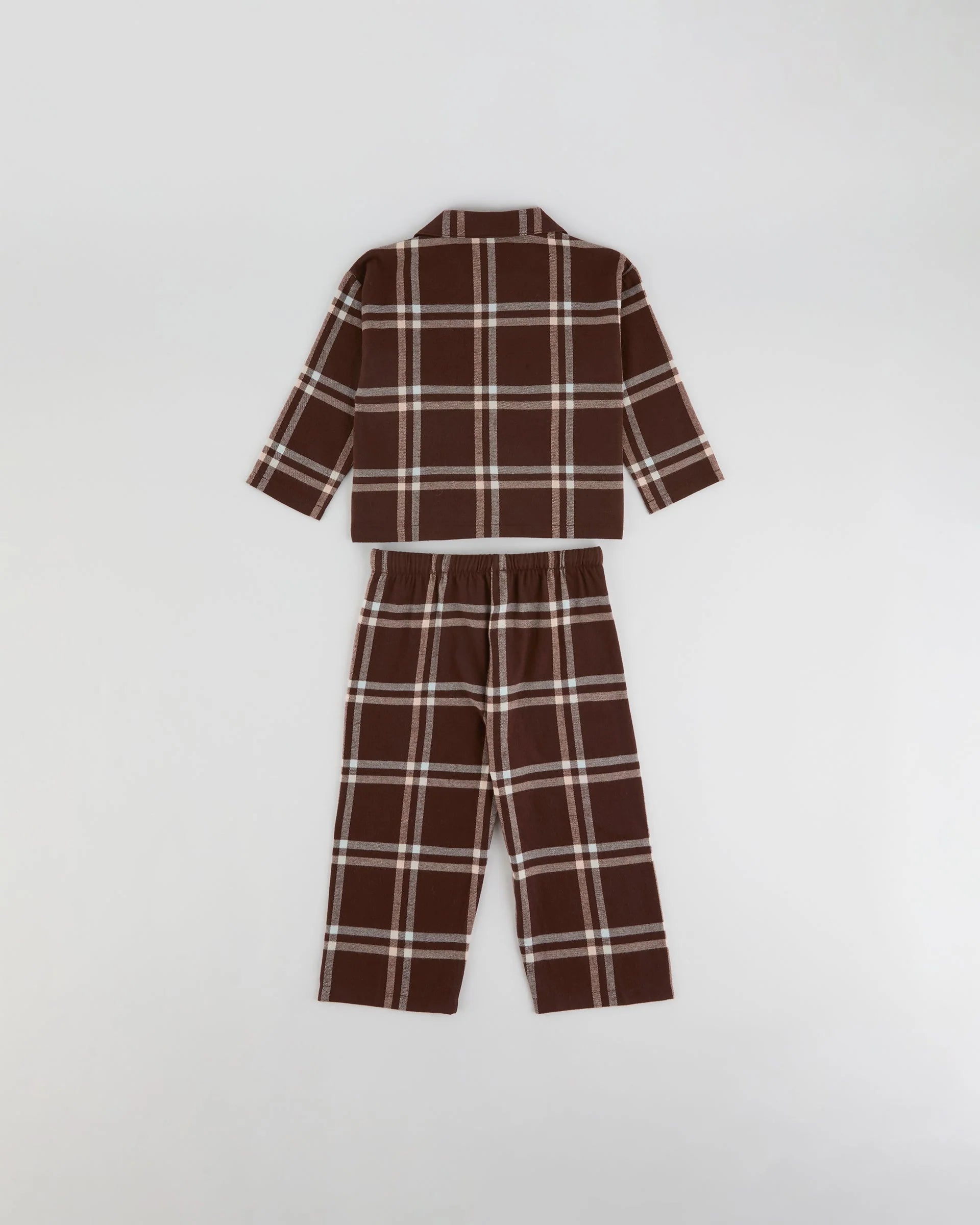 Mini Brushed Checked Pyjamas - Chocolate Brown