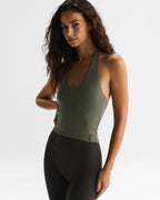 Soft Modal Halter Neck Tank Top - Olive Green