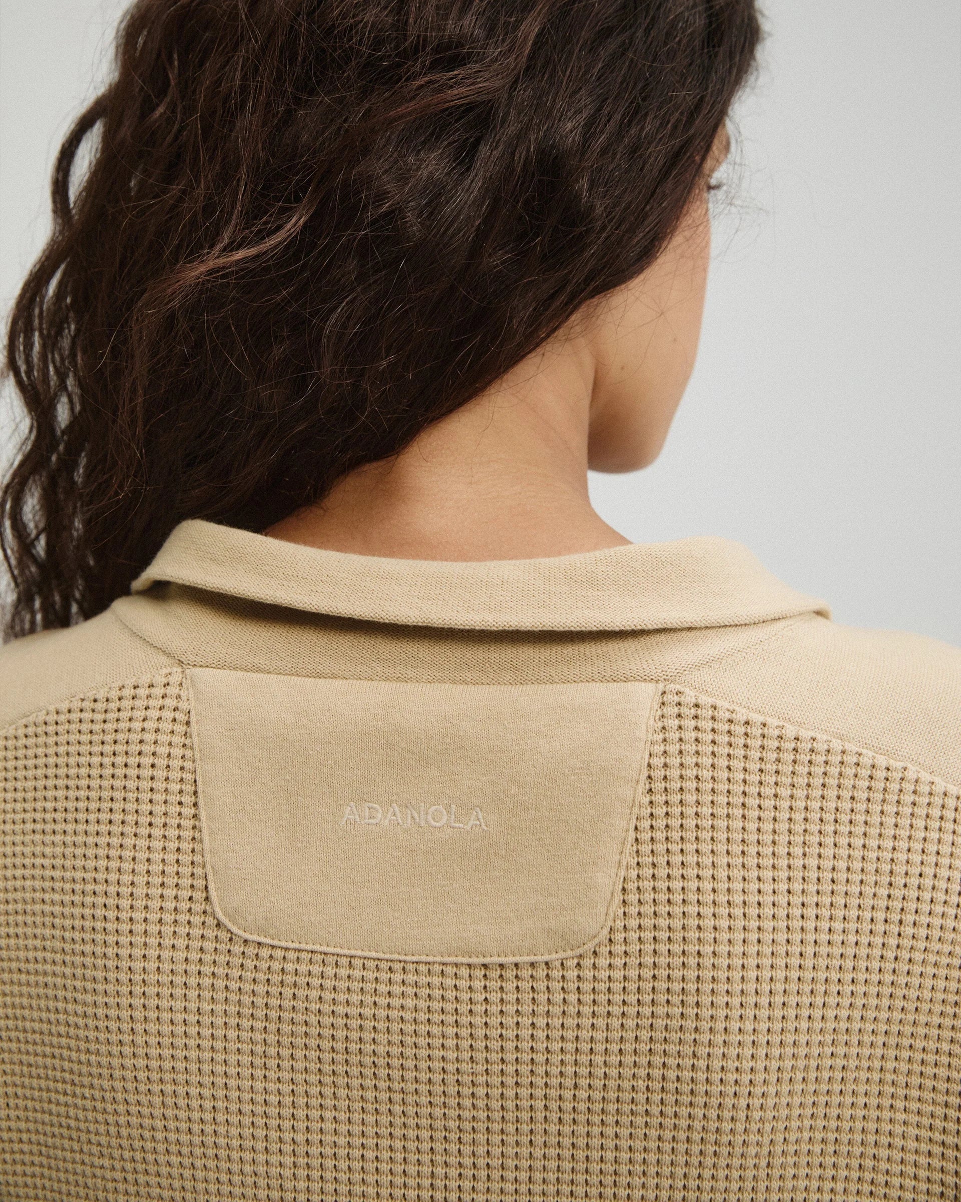 Knit Panelled Pocket Sweatshirt - Caramel Beige