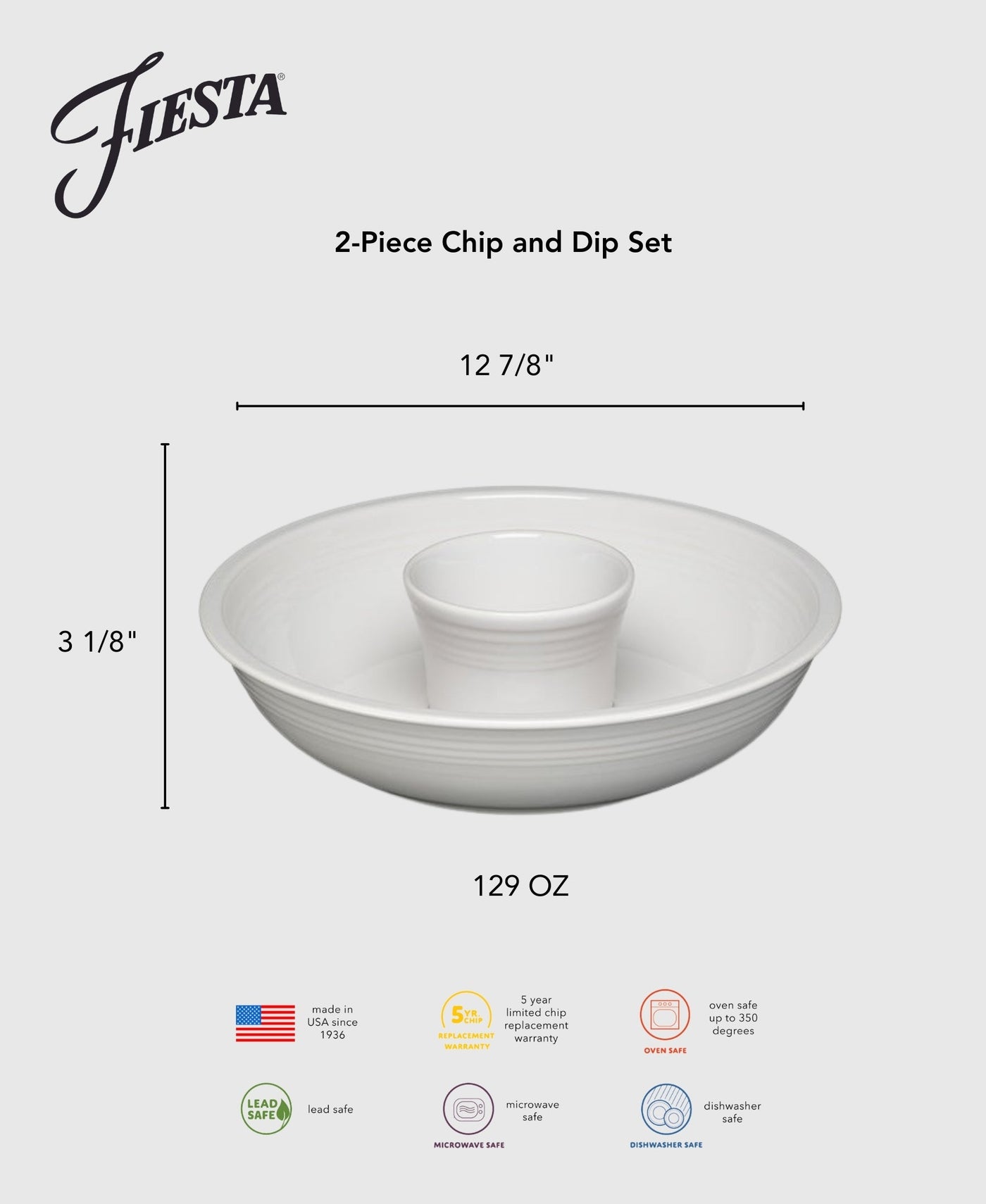2-Piece Chip and Dip Set 12 7/8 Inch