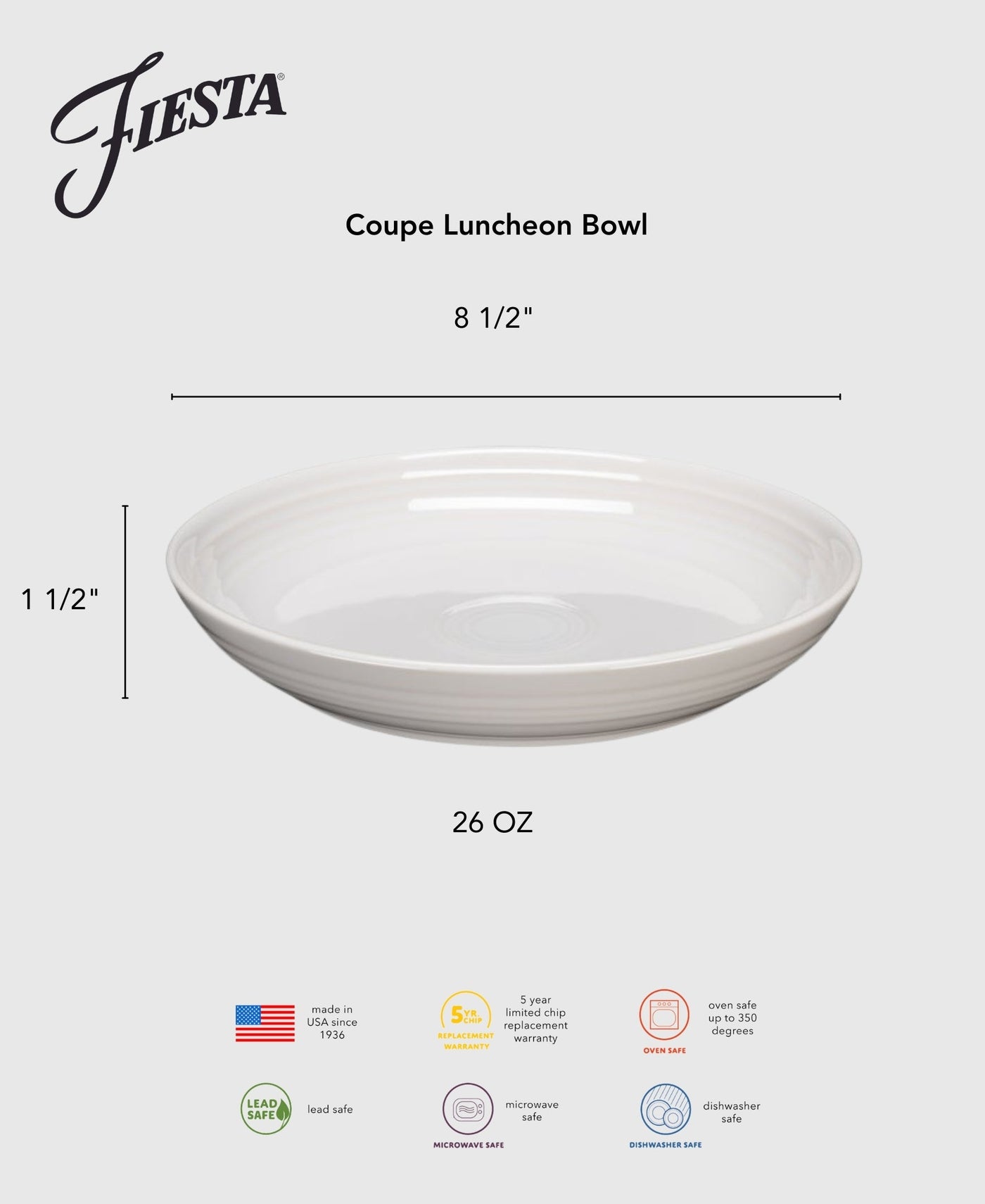 Retired Coupe 8 1/2 Inch Luncheon Bowl 26 OZ