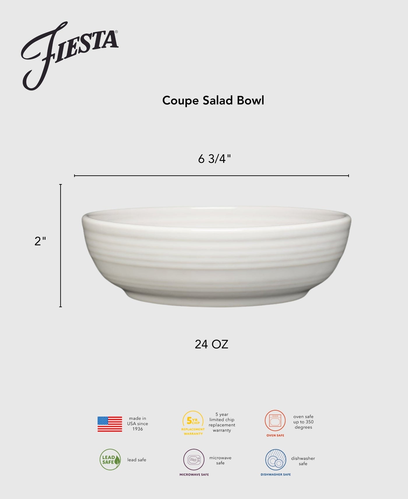 Lavender Coupe 6 3/4 Inch Salad Bowl 24 OZ