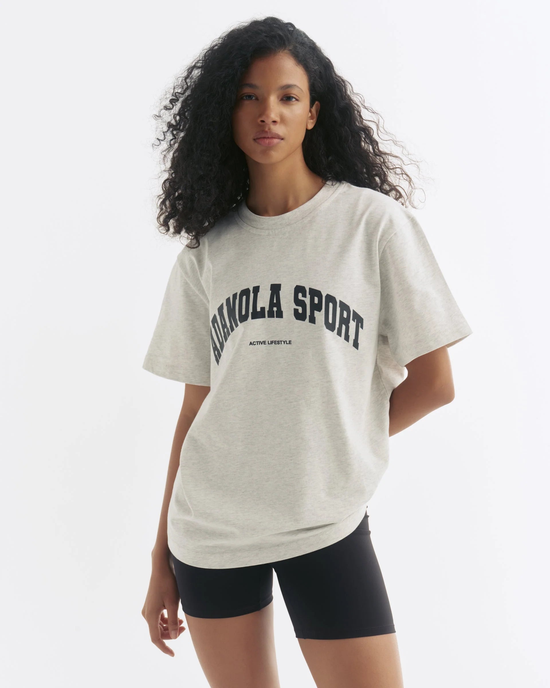 AS Short Sleeve Oversized T-shirt - Light Grey Melange/Black