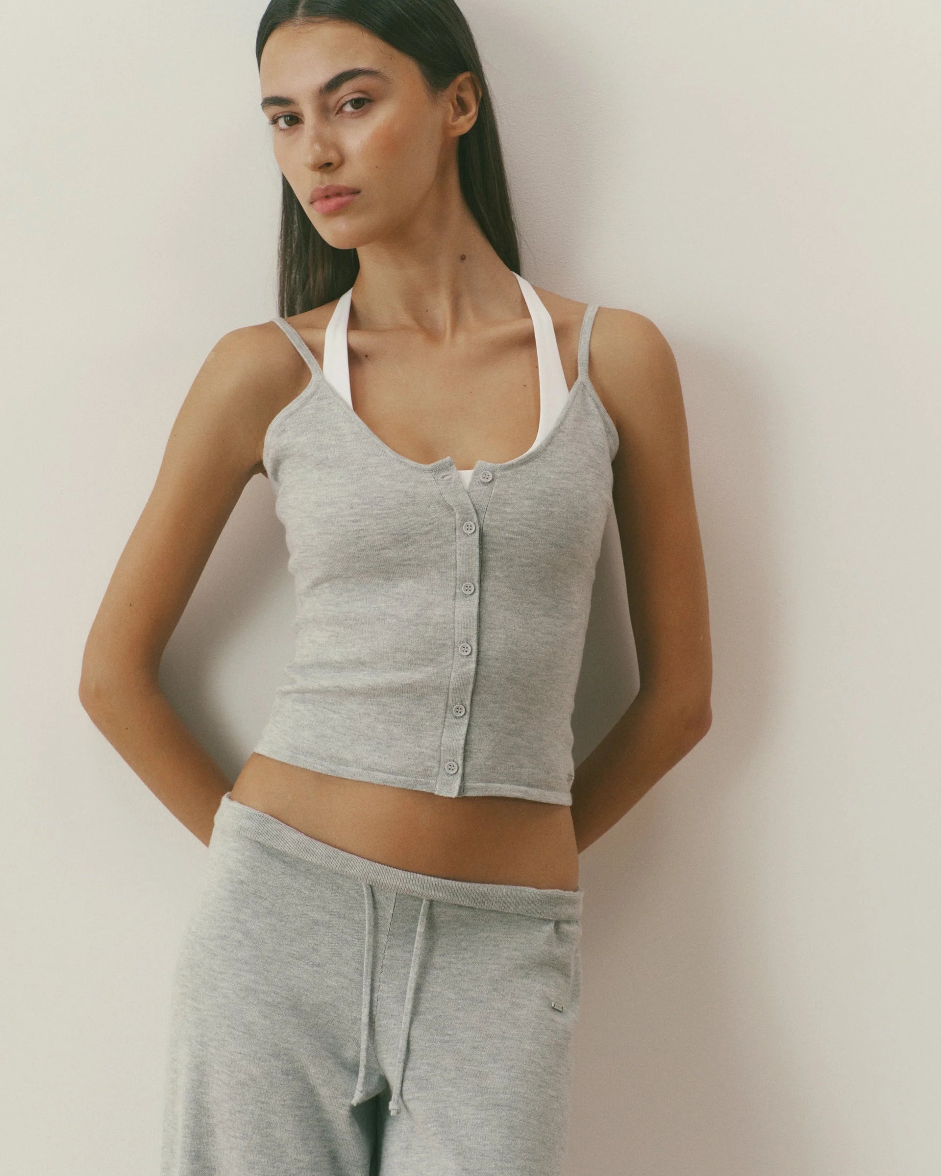Knit Cami Top - Grey Melange