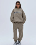 Varsity Oversized Hoodie - Clay Beige