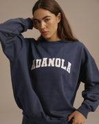 Varsity Oversized Sweatshirt - Washed Midnight Blue