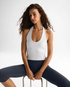 Soft Modal Halter Neck Tank Top - White