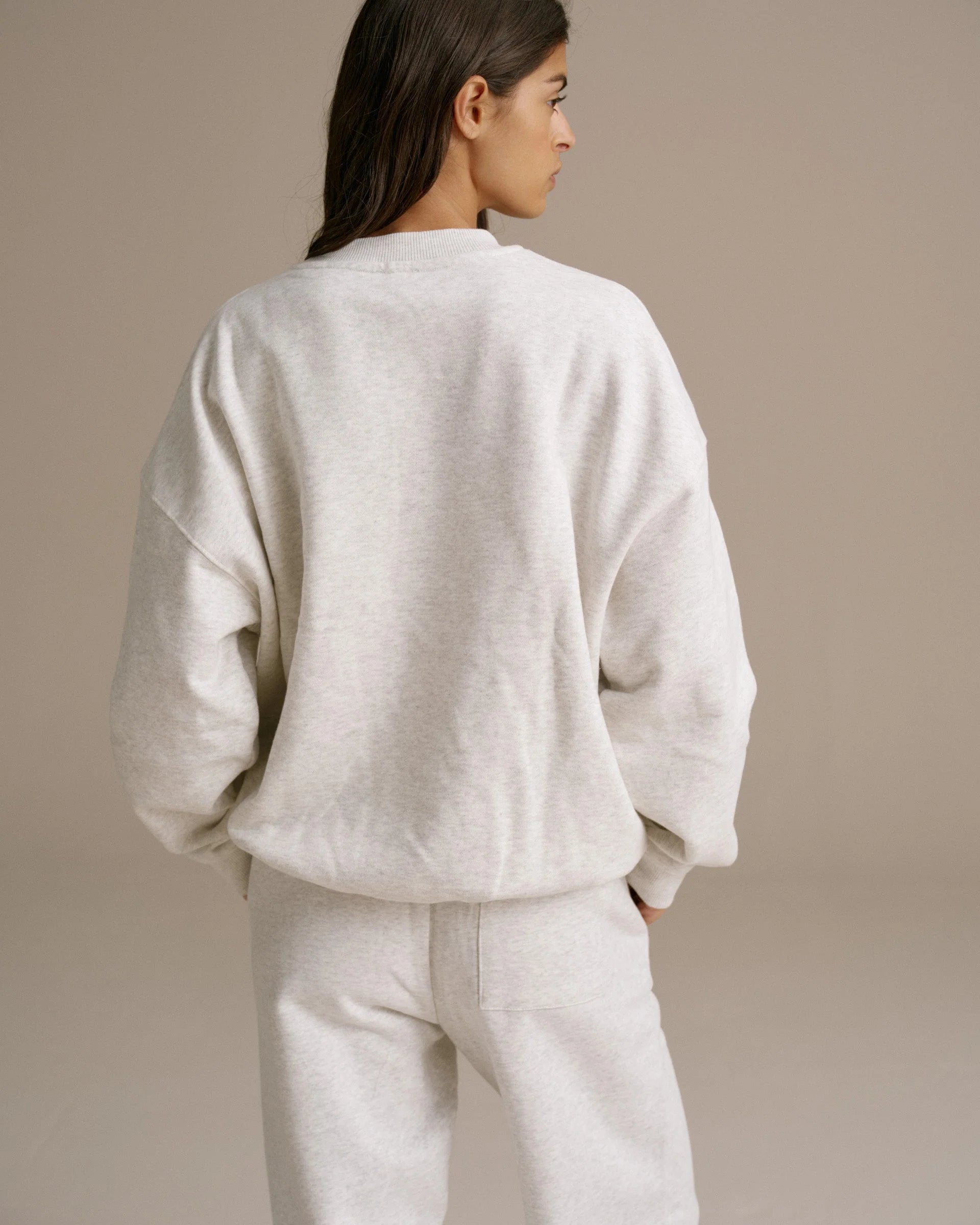 Varsity Oversized Sweatshirt - Light Grey Melange/Black