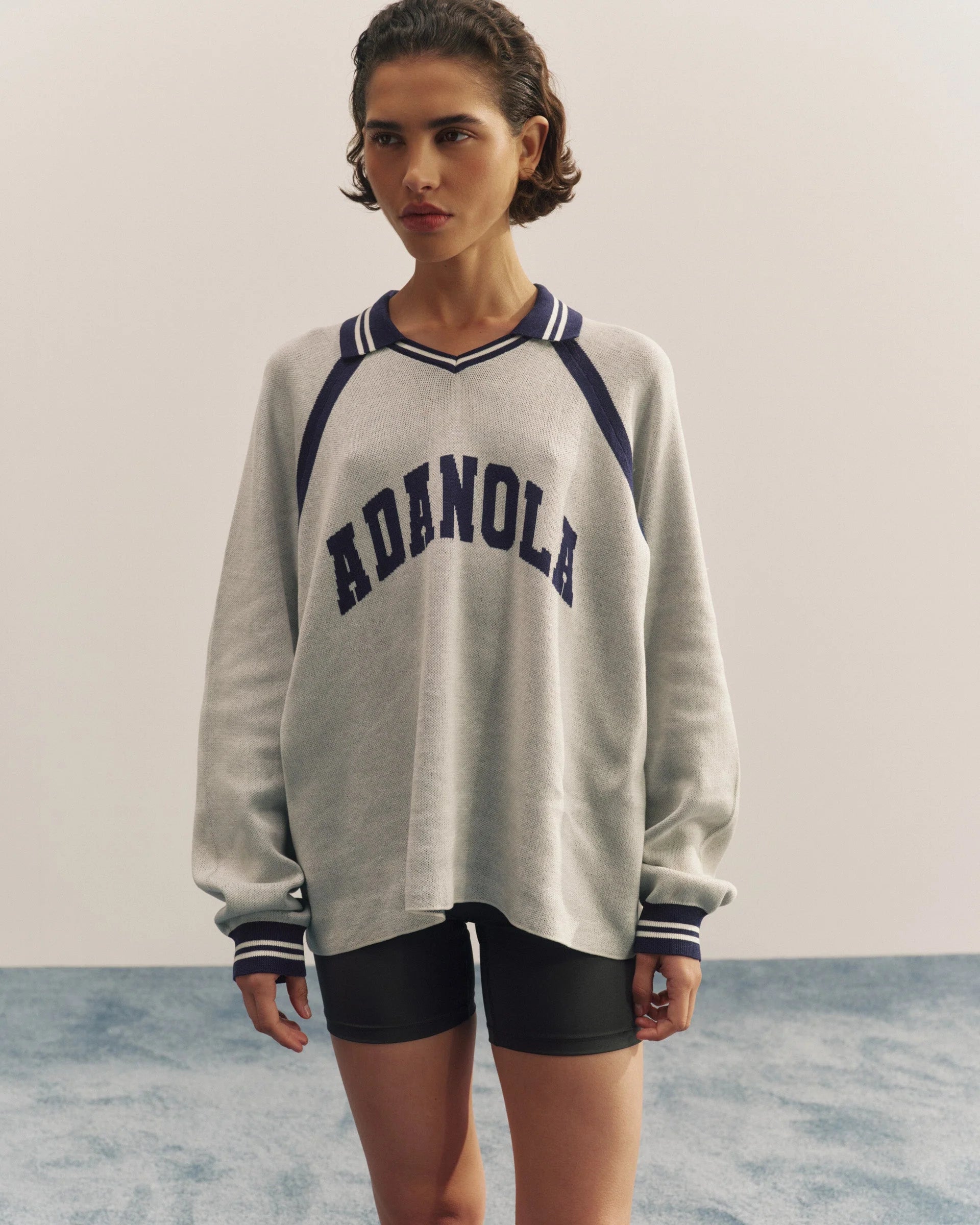 Knit Varsity Jacquard Long Sleeve Top - Marshmallow White