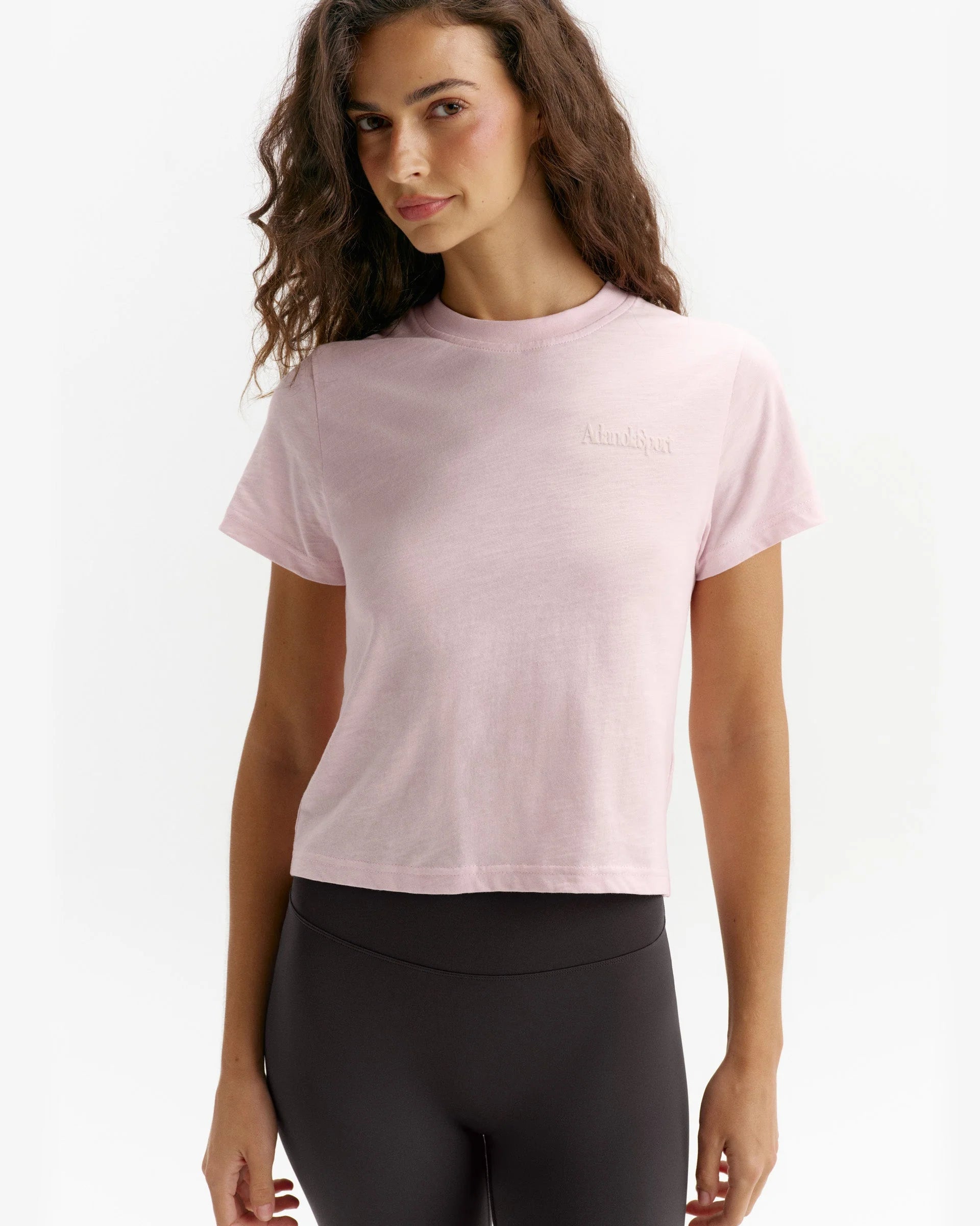 Retro Adanola Sport Classic Slub T-shirt - Soft Pink/Marshmallow White