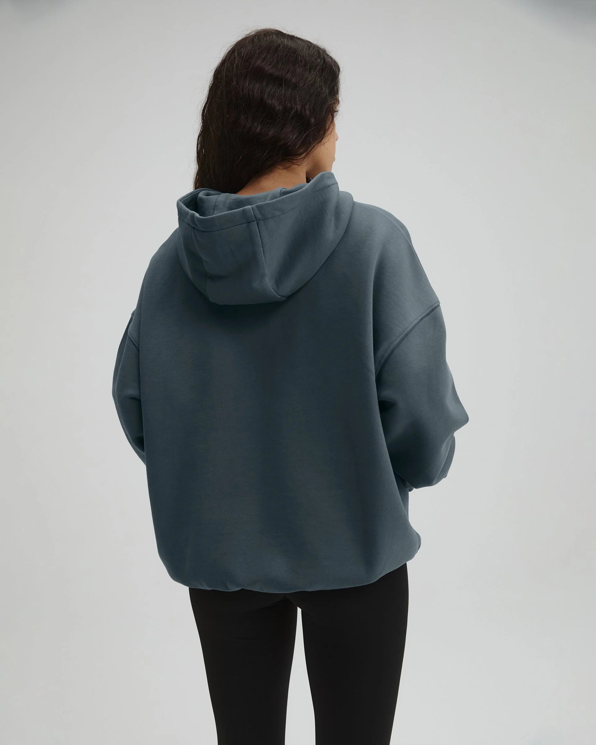 Distressed Varsity Washed Oversized Hoodie - Storm Blue