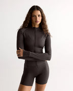 Ultimate Long Sleeve Zip Up Top - Coffee Bean