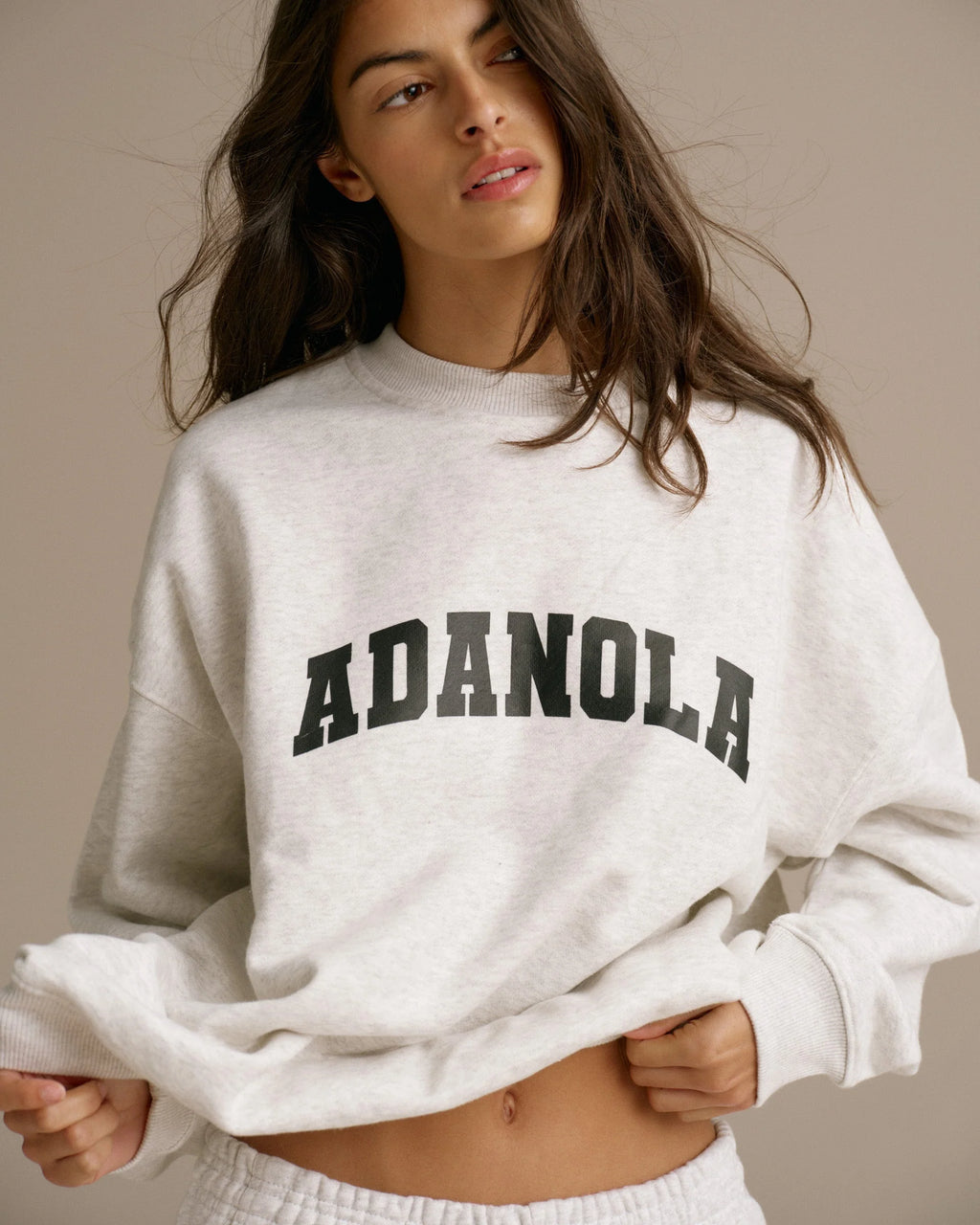 Varsity Oversized Sweatshirt - Light Grey Melange/Black