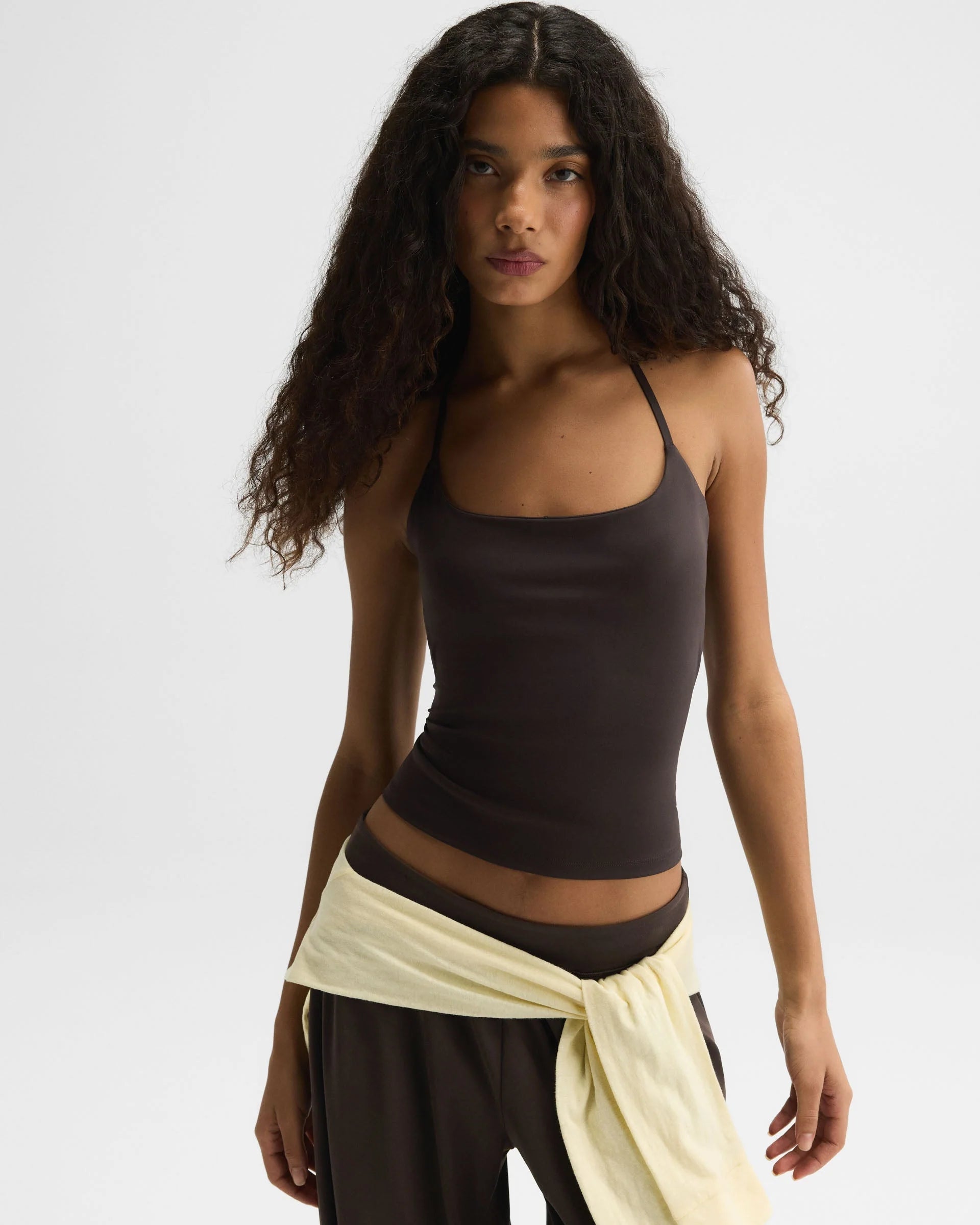 Ultimate Halter Cross Back Top - Coffee Bean