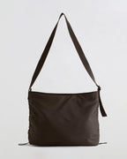 Gathered Nylon Shoulder Bag - Coffee Bean