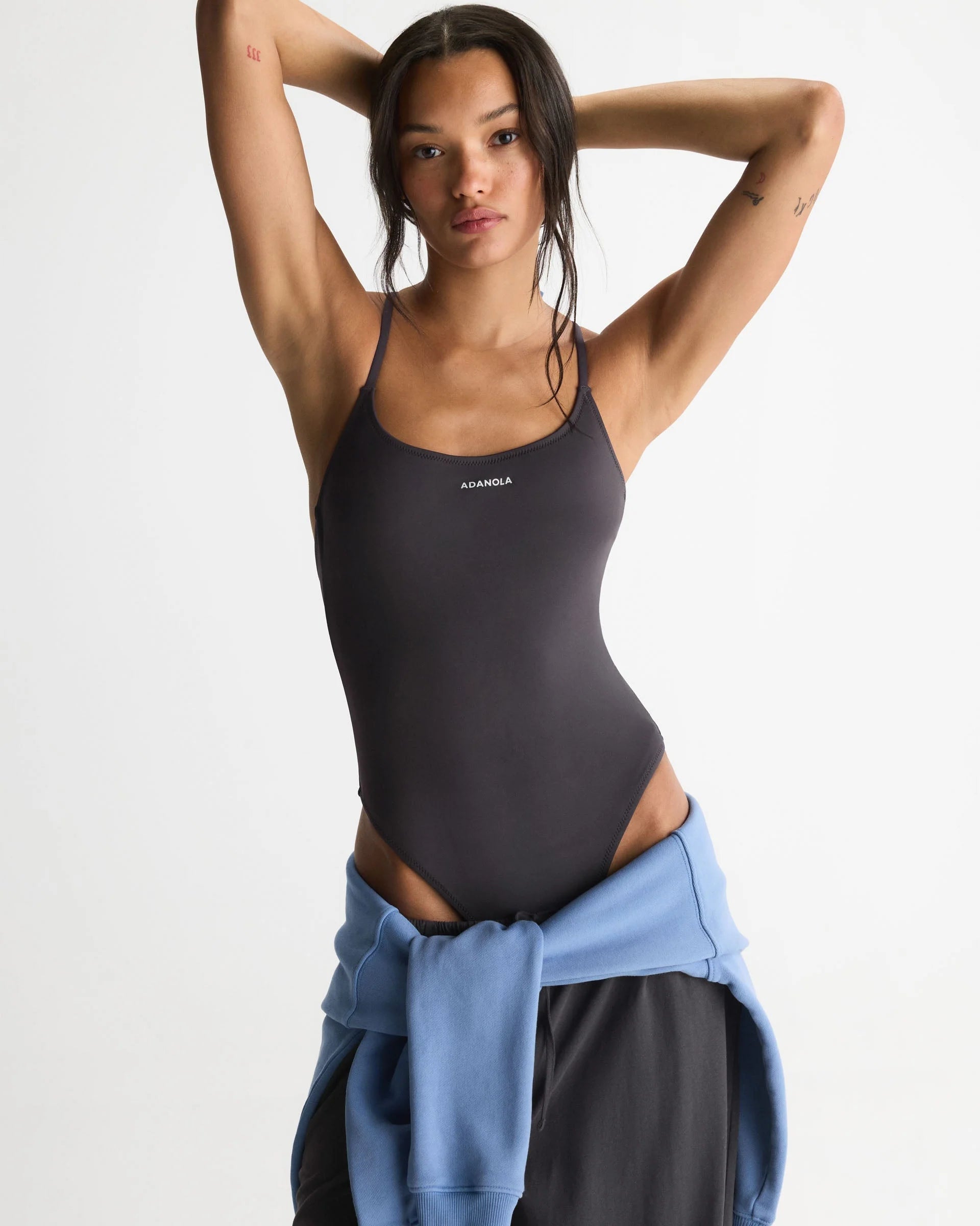 Cross Back Swimsuit - Coffee Bean