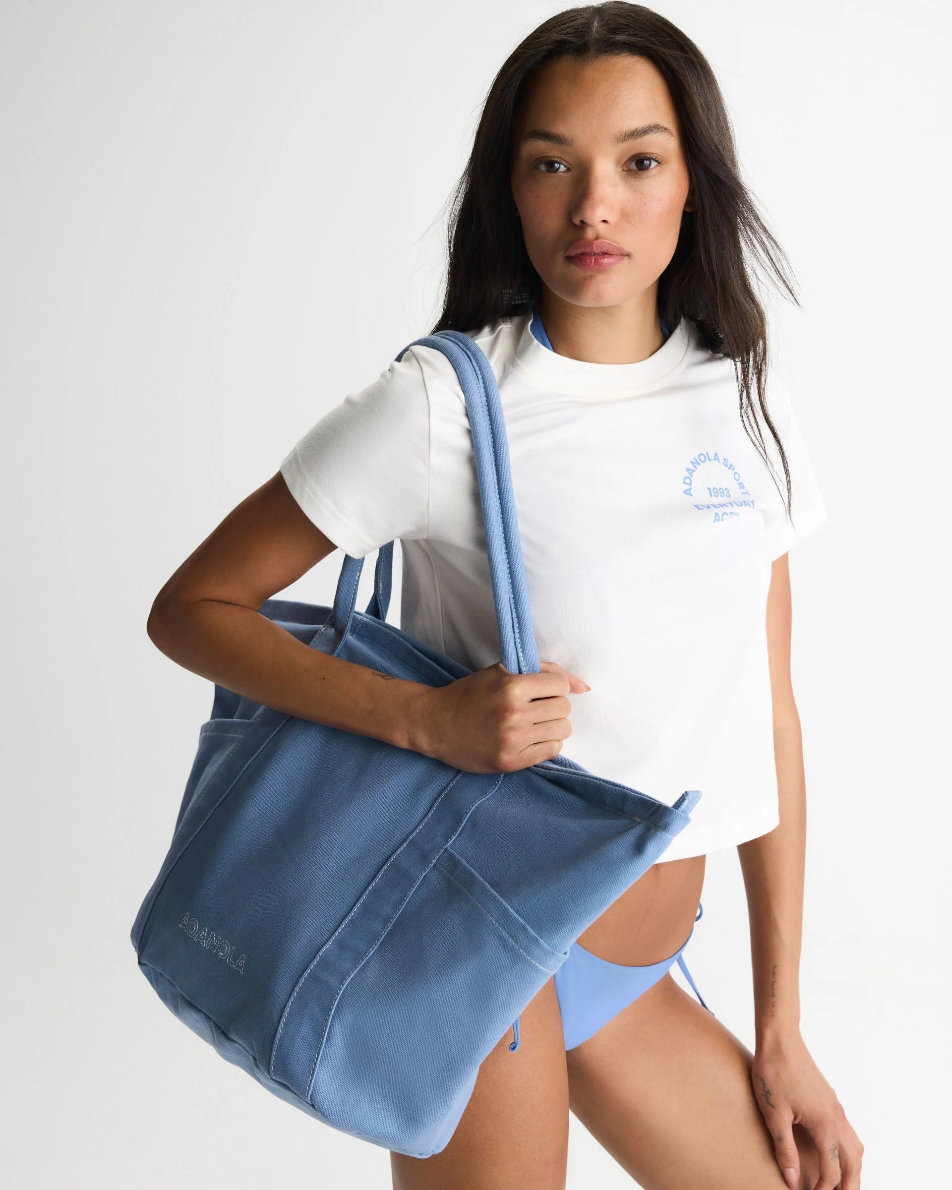 Heavy Canvas Washed Tote Bag - Blossom Blue