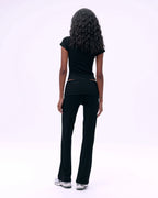 Rib Fold Over Pants - Black