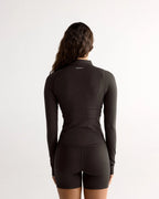 Ultimate Long Sleeve Zip Up Top - Coffee Bean