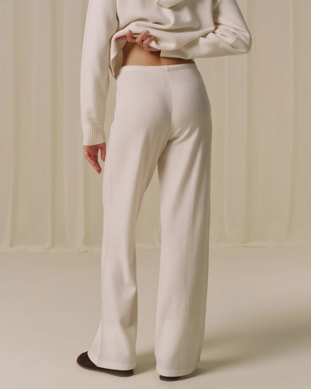 Lightweight Merino Wool Knit Trousers - Marshmallow White