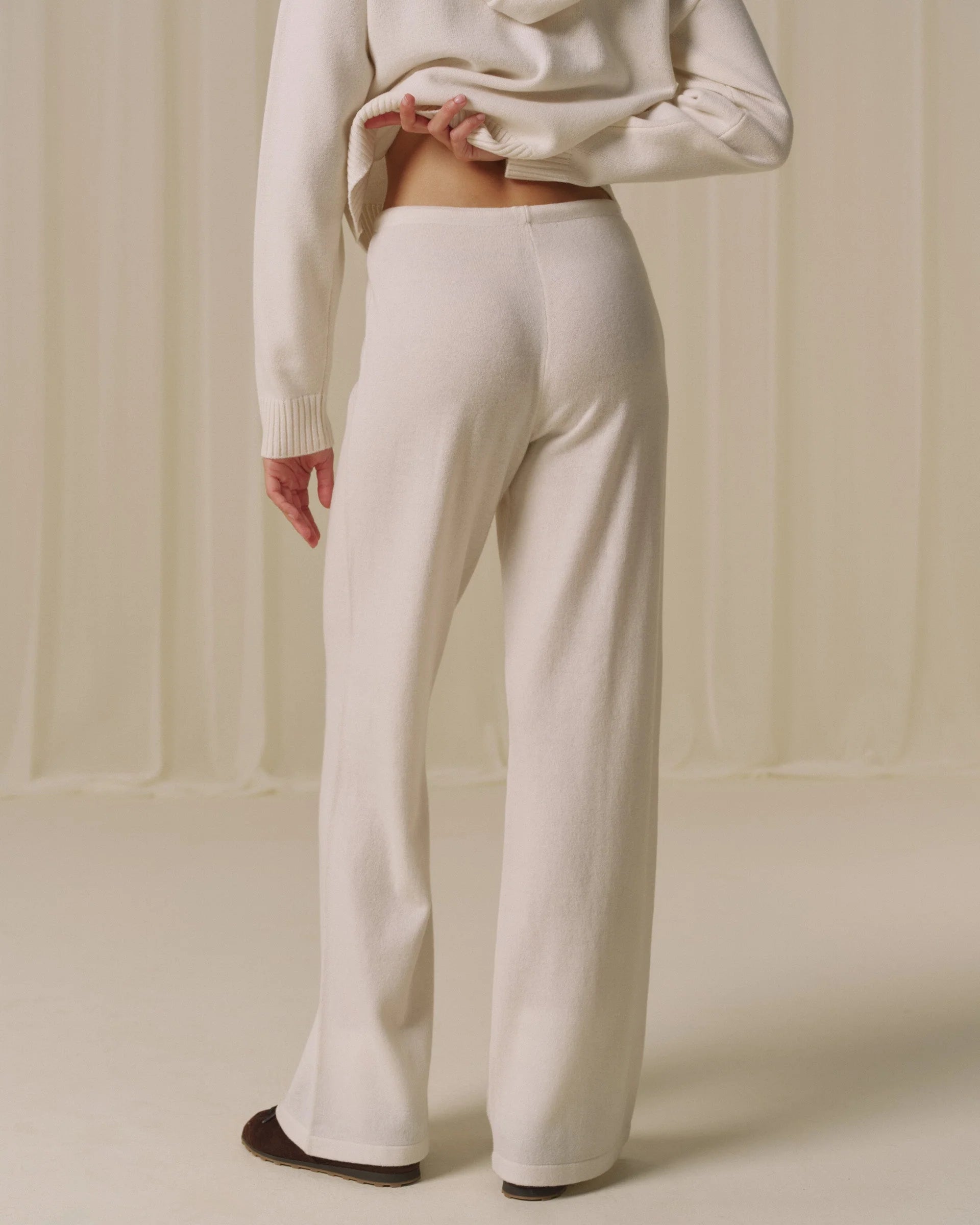 Lightweight Merino Wool Knit Trousers - Marshmallow White