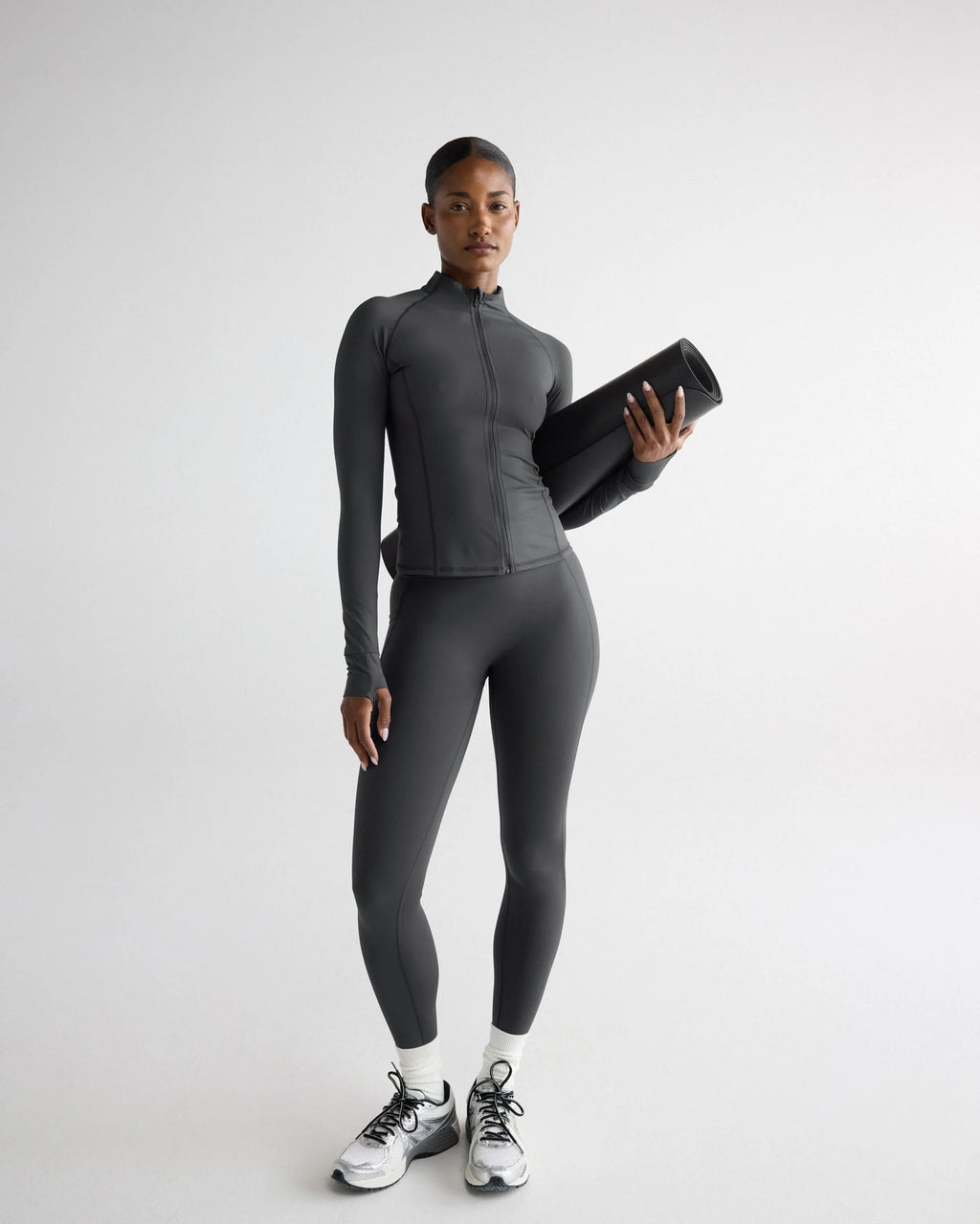 Ultimate Long Sleeve Zip Up Top - Graphite Grey