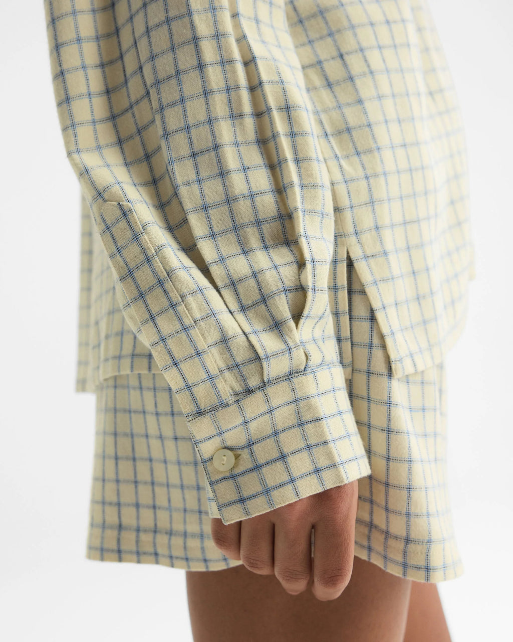 Checked Linen Blend Shirt - Buttercream
