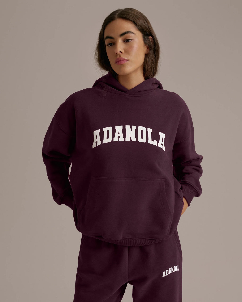 Varsity Oversized Hoodie - Dark Cherry/Marshmallow White