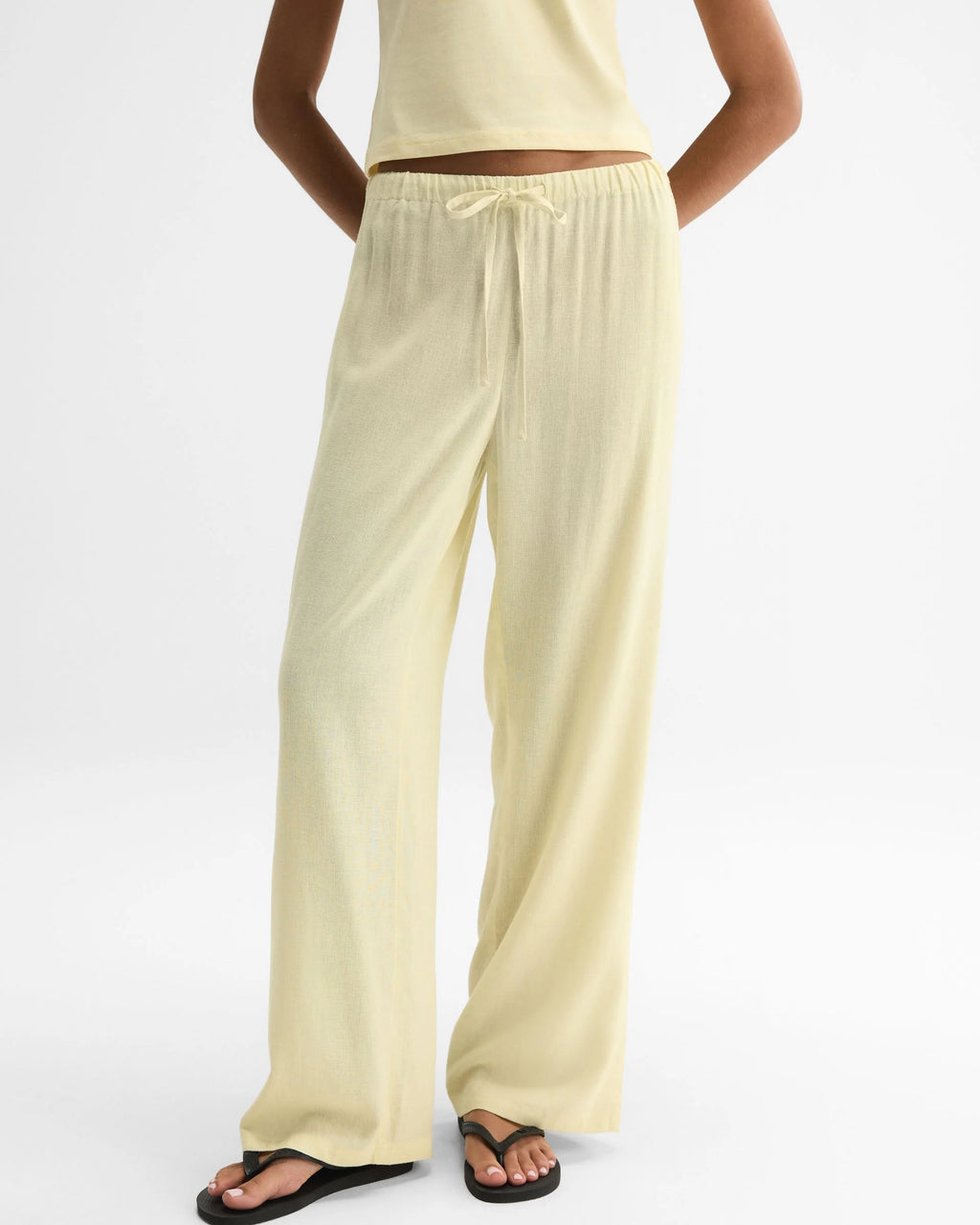 Linen Blend Pants - Buttercream