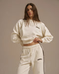 Varsity Loose Fit Sweatshirt - Marshmallow White/Coffee Bean