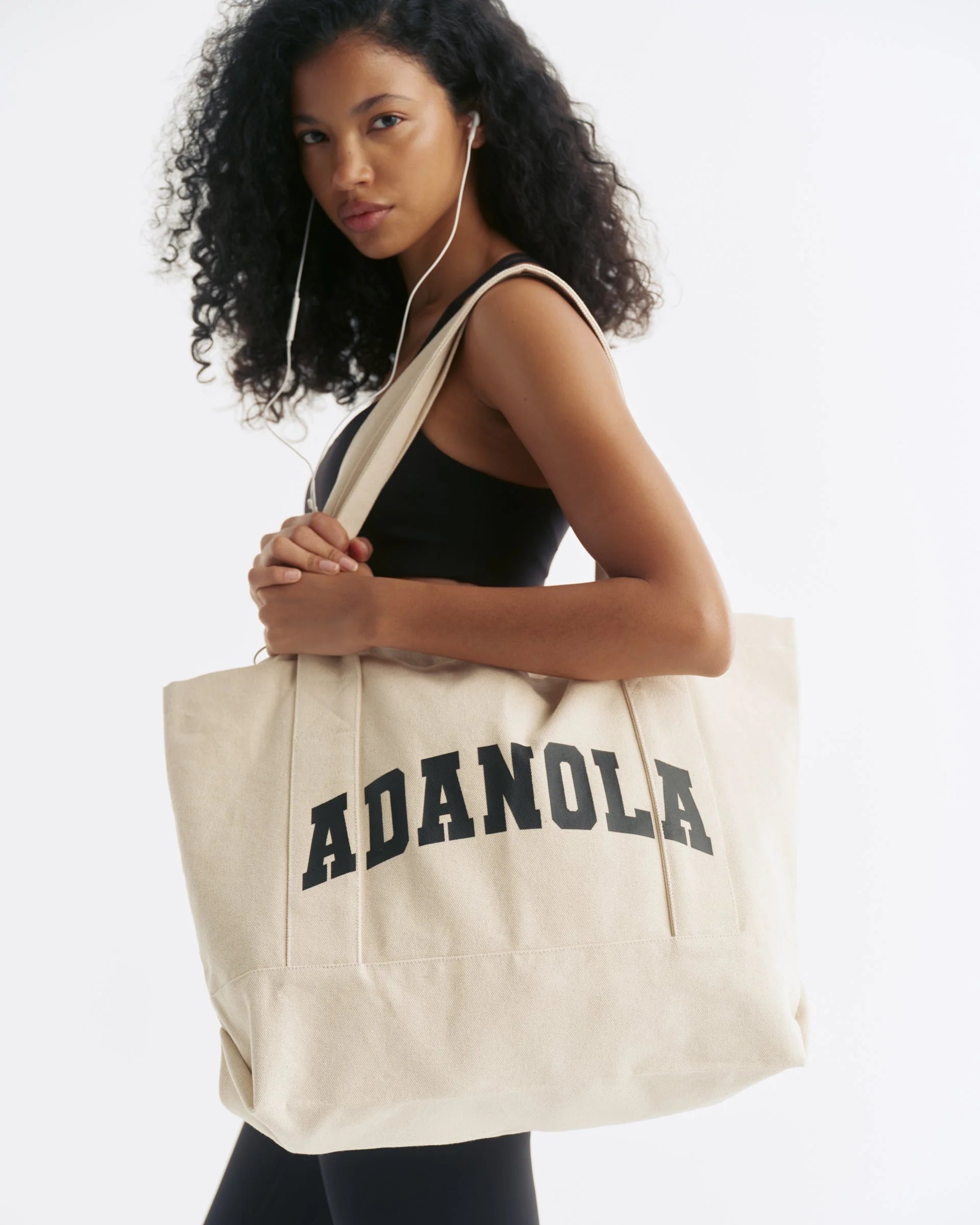 Varsity Tote Bag - Cream/Black