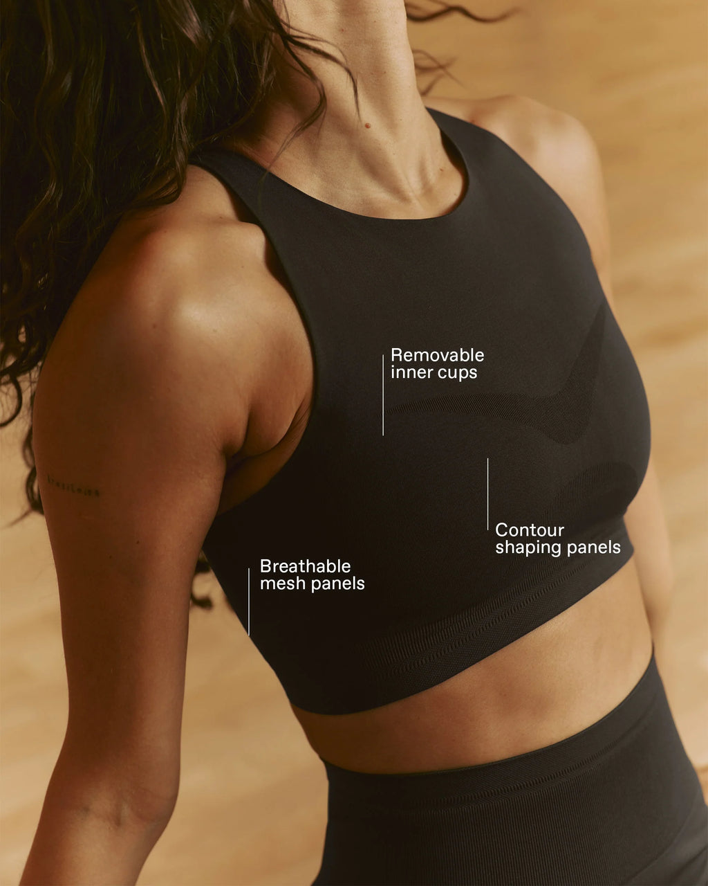 Seamless Racer Tank Bra - Coffee Bean