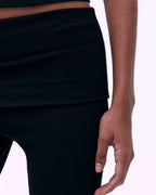 Rib Fold Over Pants - Black