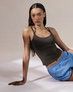 Soft Modal Skinny Strap Cami Top - Coffee Bean