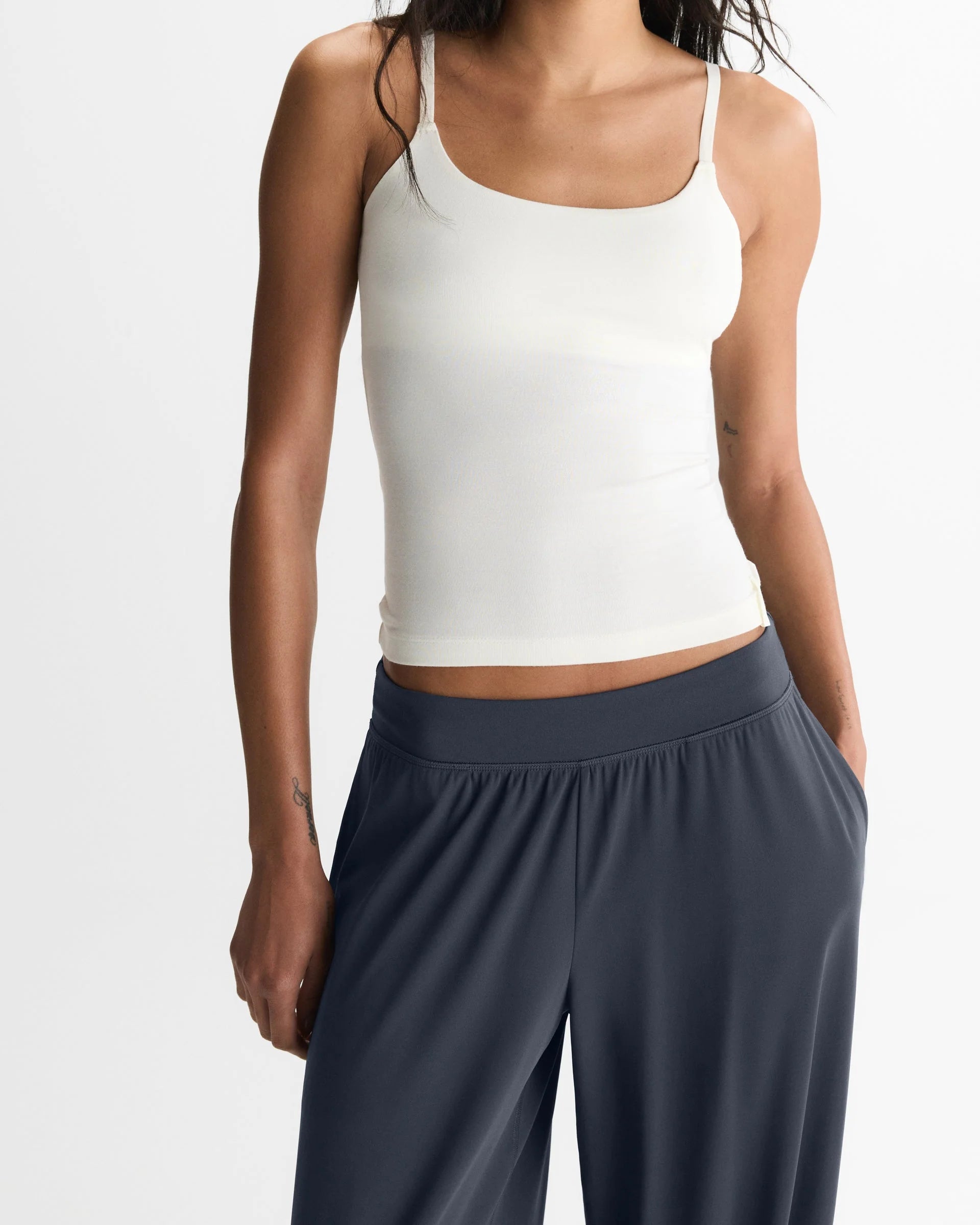 Soft Modal Skinny Strap Cami Top - Marshmallow White