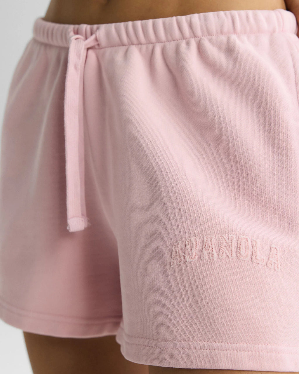 Varsity Applique Washed Sweat Shorts - Soft Pink