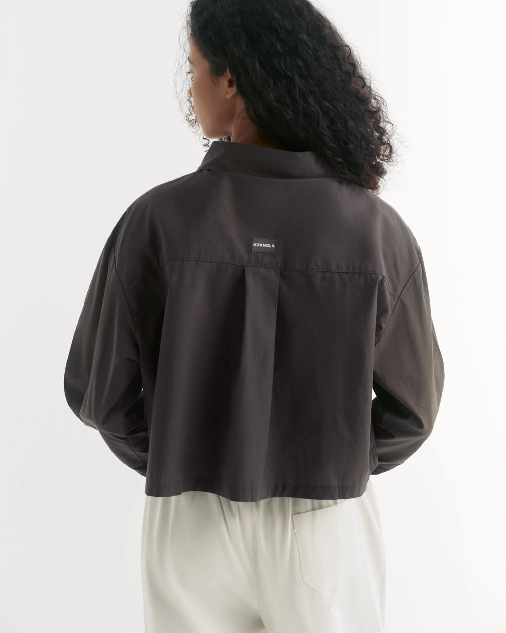 Cotton Cropped Shirt - Coffee Bean