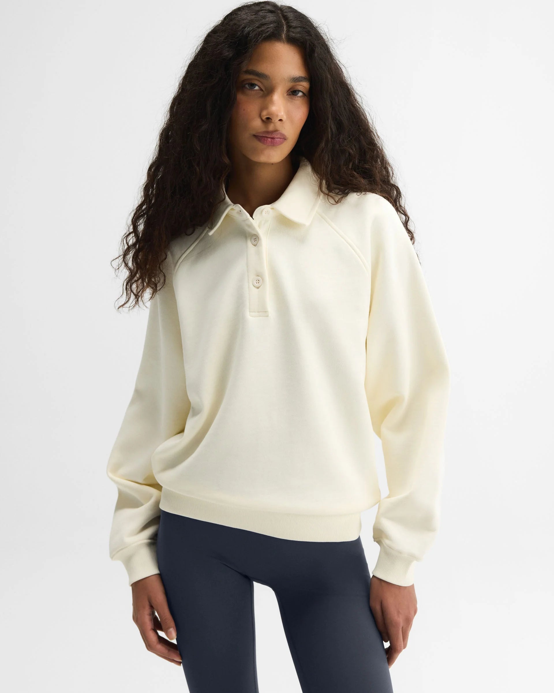 Slouchy Oversized Rugby Sweatshirt - Marshmallow White