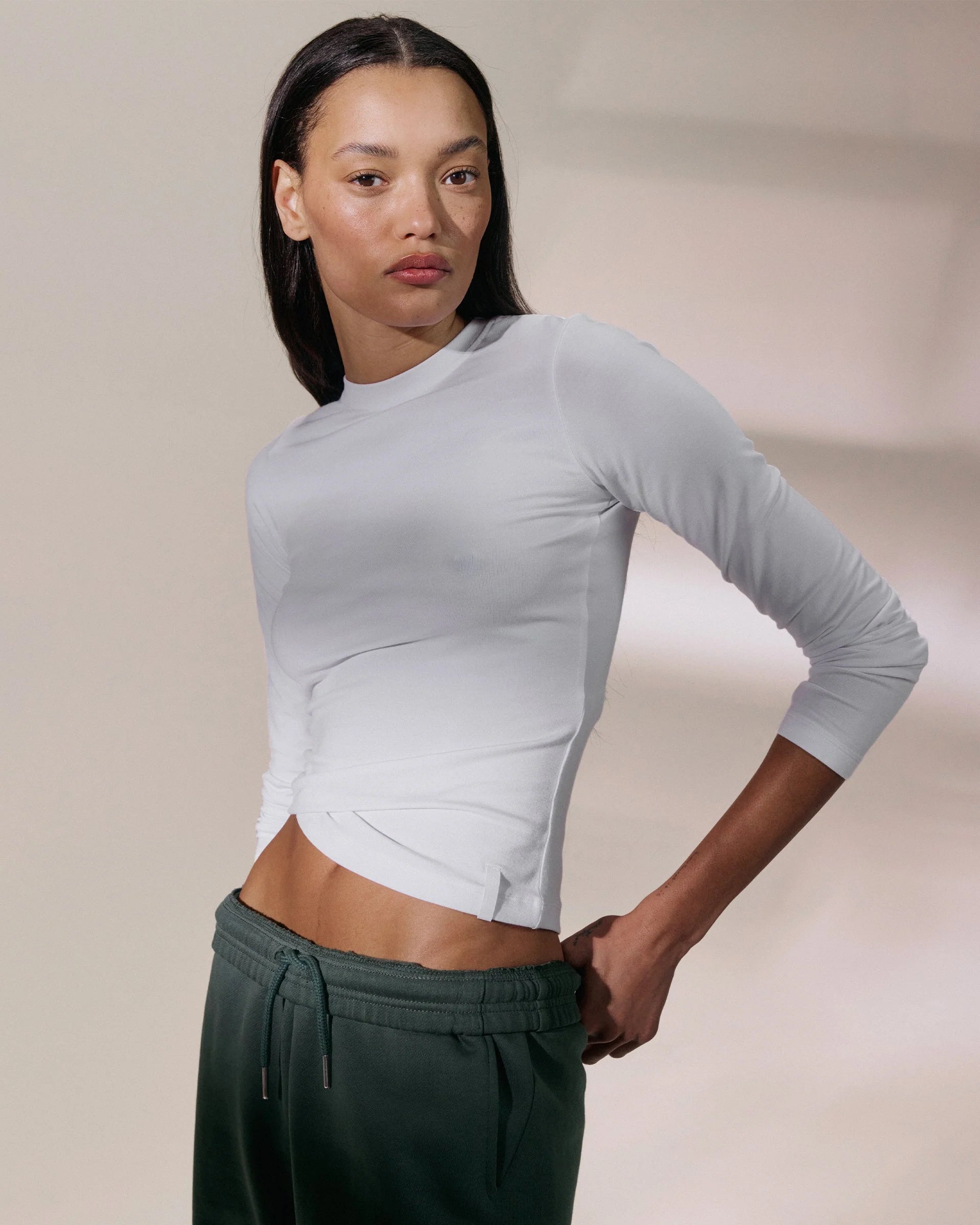 Soft Modal Long Sleeve Top - White