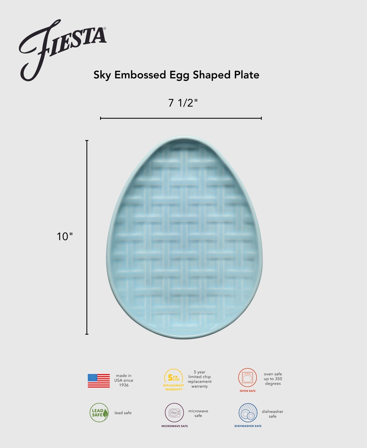 Retired Embossed Egg Shaped Plate 10 Inch