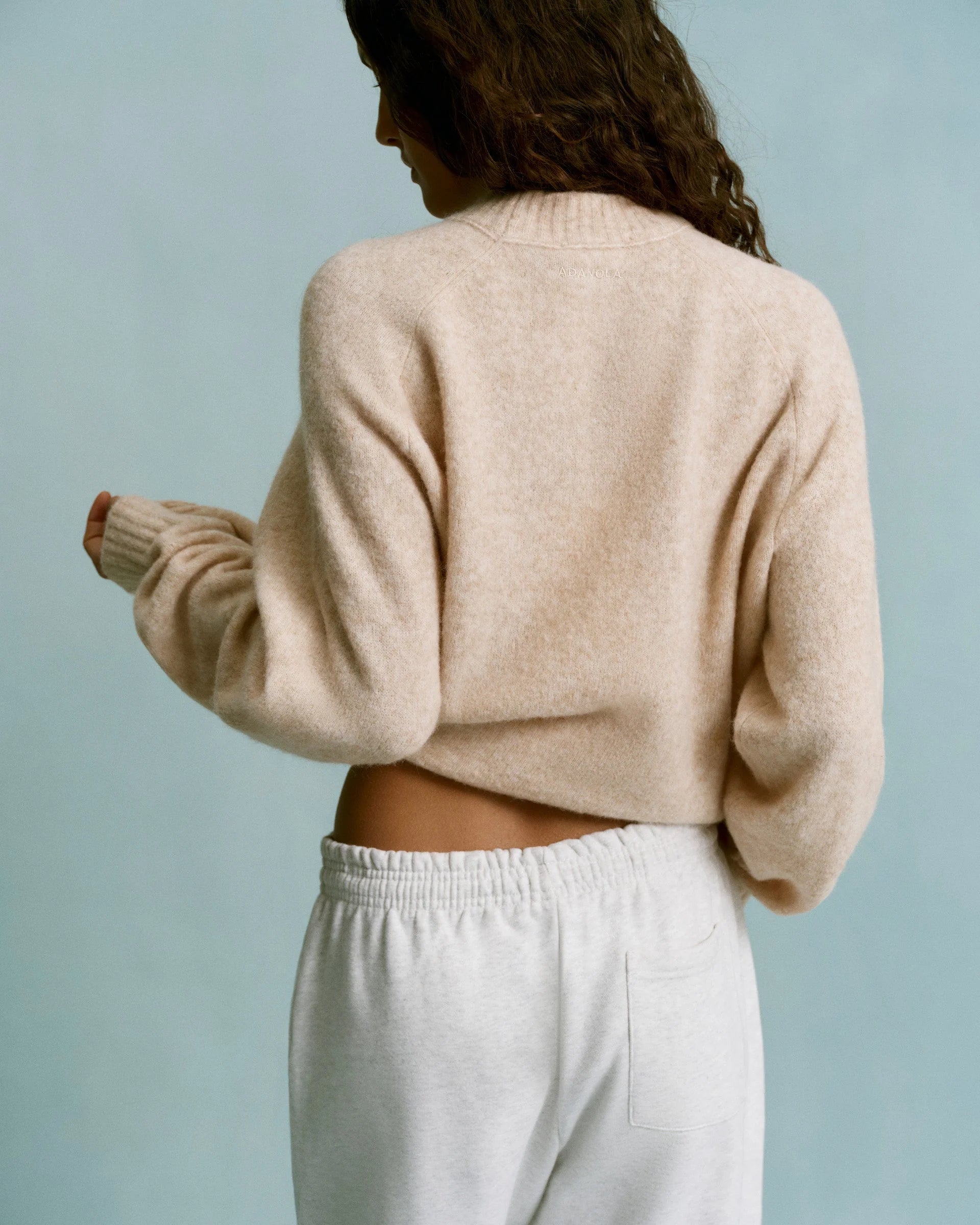 Knit Oversized Crew Sweatshirt - Oatmeal
