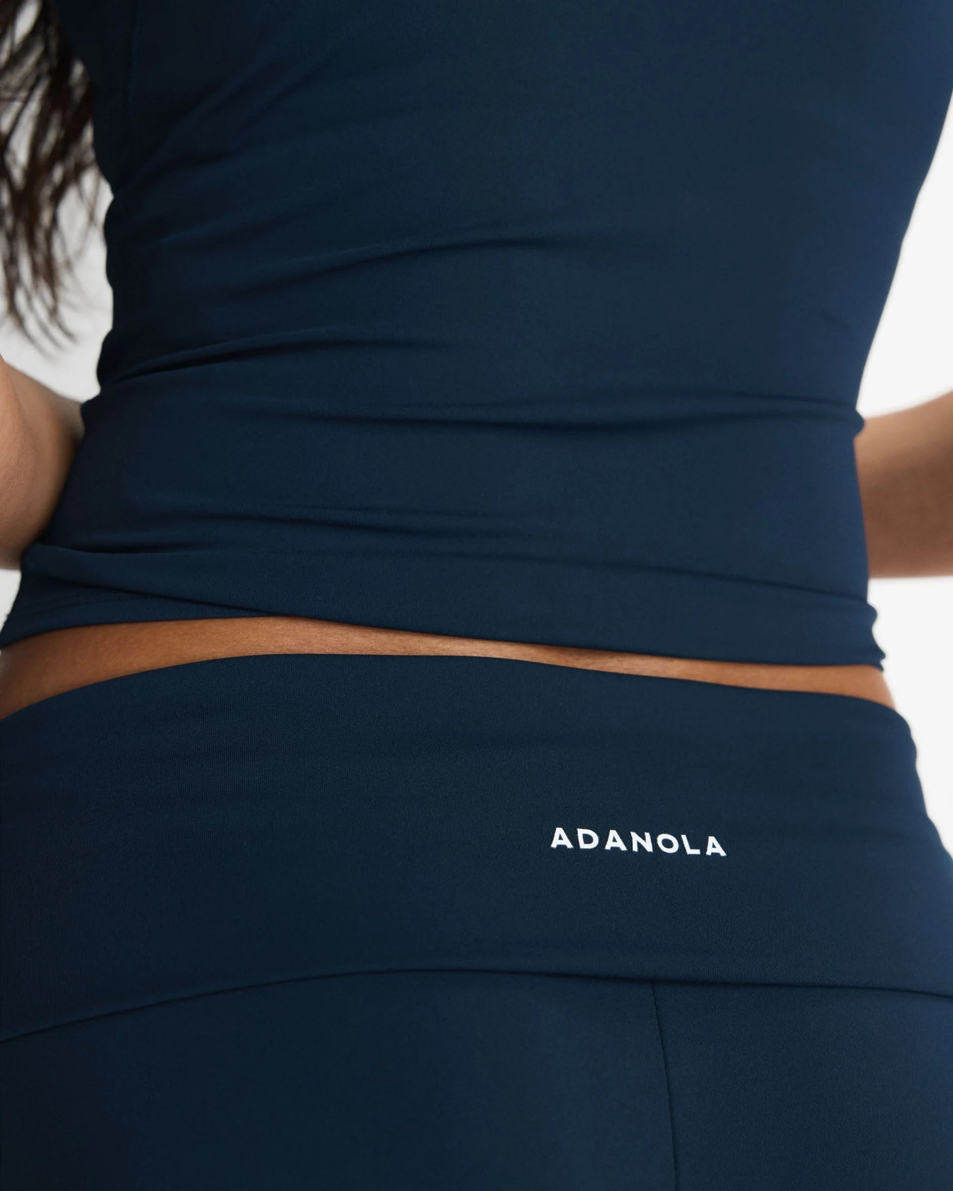 Fold Over Wide Leg Yoga Pant - Navy Blue